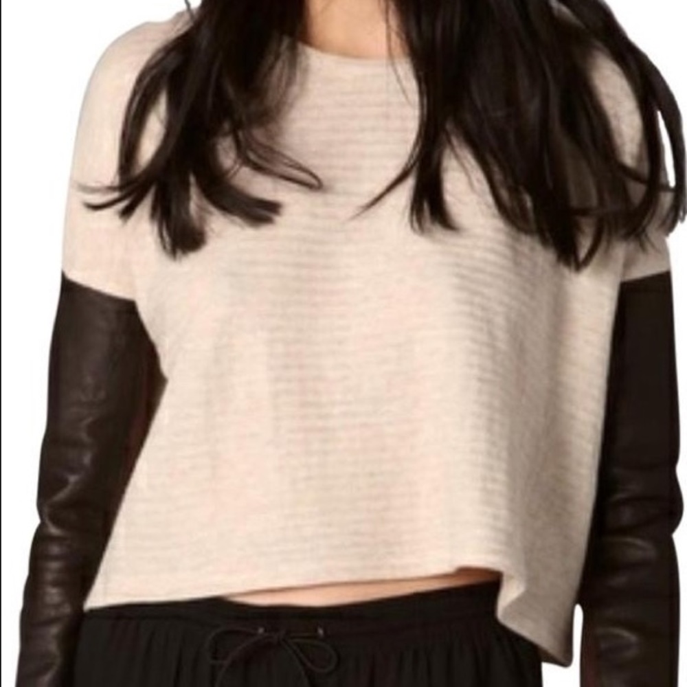 Elizabeth and James Oatmeal Leather Top Large L